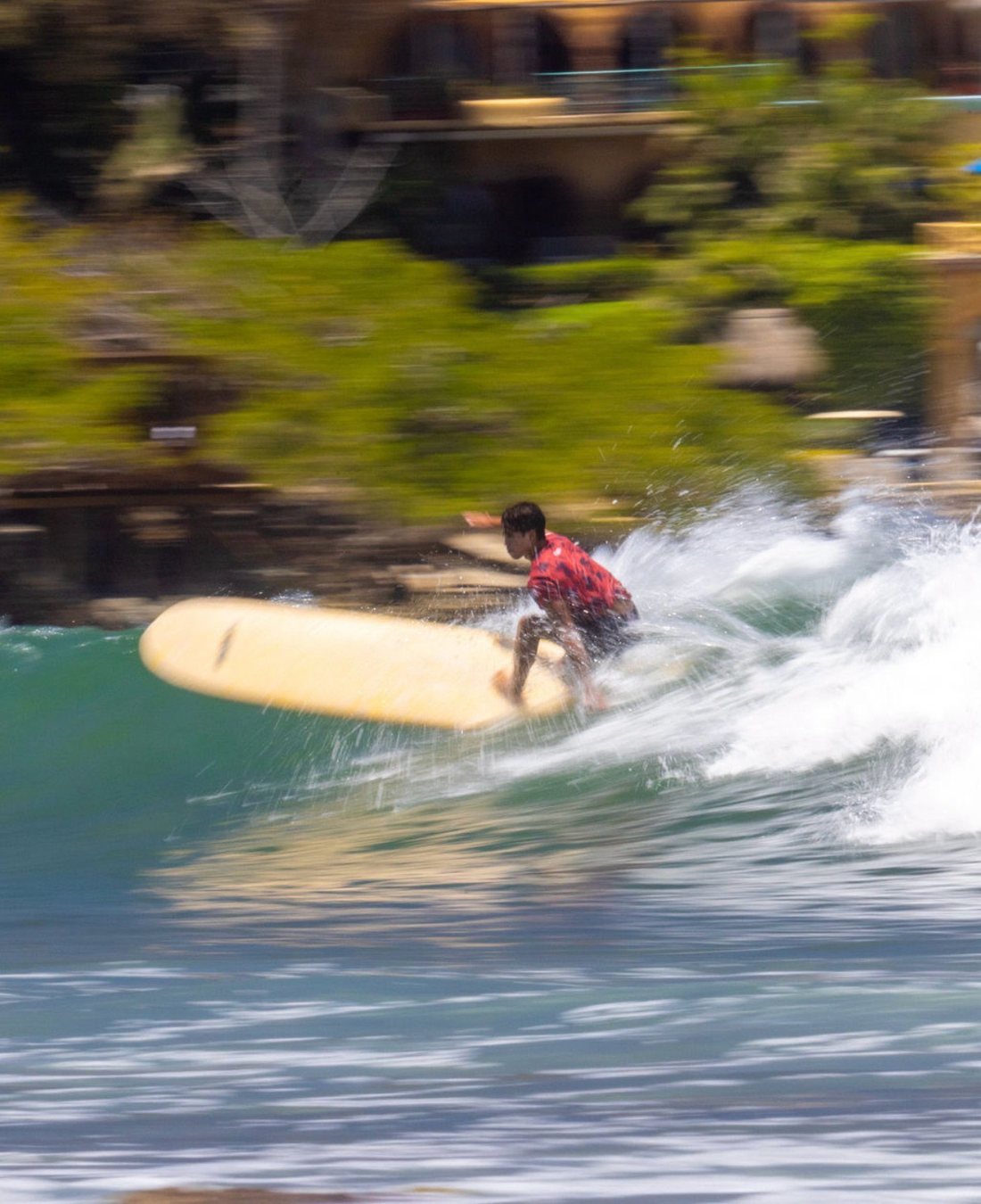 Surfer riding a wave